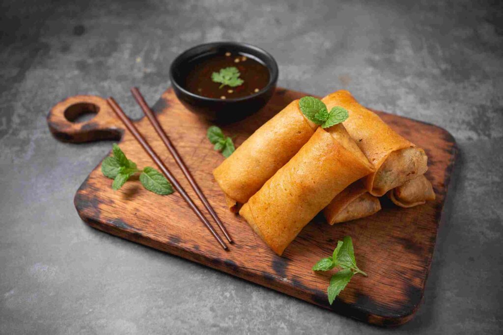 Elegant presentation of the local Filipino dish lumpiang shanghai