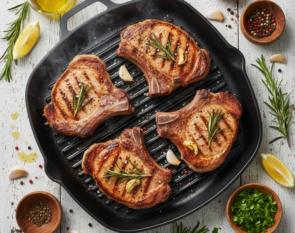 Grilled rosemary porkchops recipe
